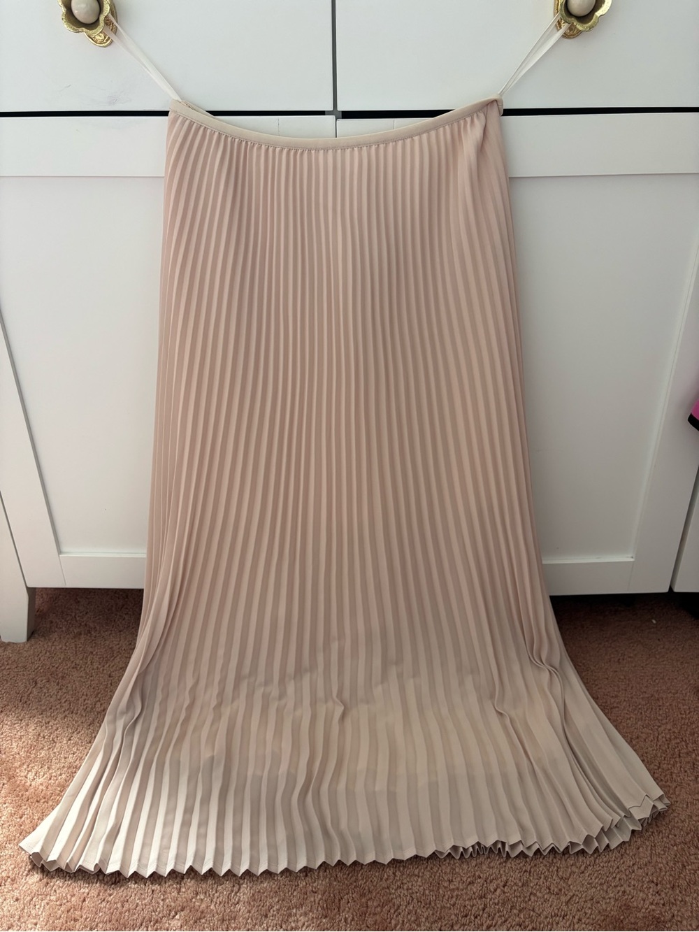 Babaton Pleated Maxi Skirt in Nude Blush